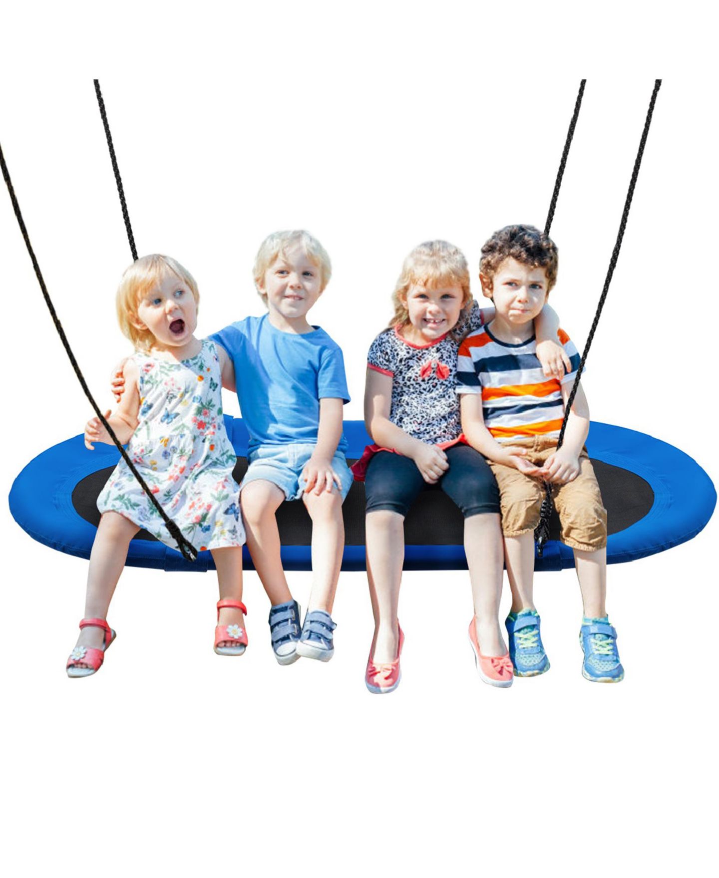 Детская игрушка Gymax 60" Oval Saucer Swing with Adjustable Height (40"-63") and 700 lbs Weight Capacity, Ages 3+, цвет: Синий — фото 1