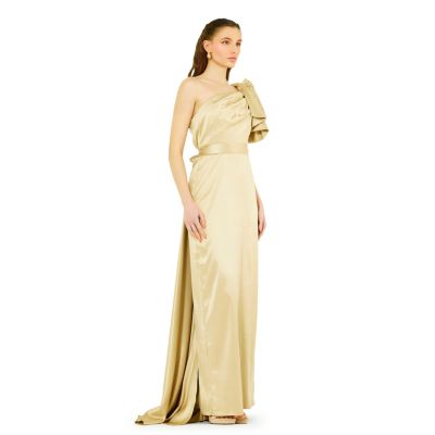 Women's One Shoulder Draped Sleeve Gown