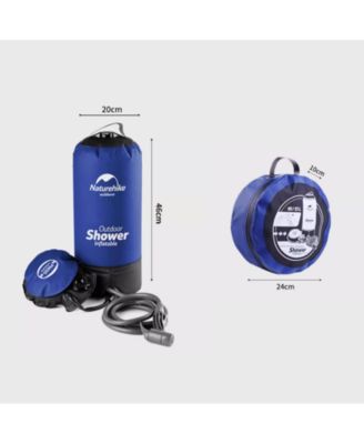 11 Litre Solar Heated Shower Bag, Outdoor Shower, Camping, Portable Pressure Shower with Foot Pump, Garden Shower
