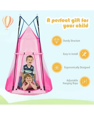 40'' Kids Hanging Chair Swing Tent Set Hammock Nest Pod Seat