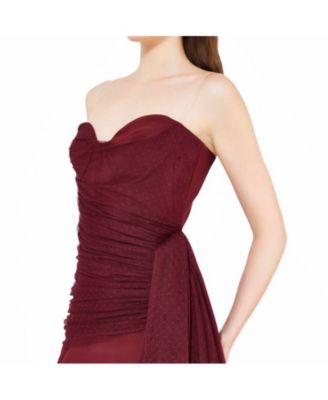 Women's Sweetheart Ruched Tulle Column Gown In Crepe