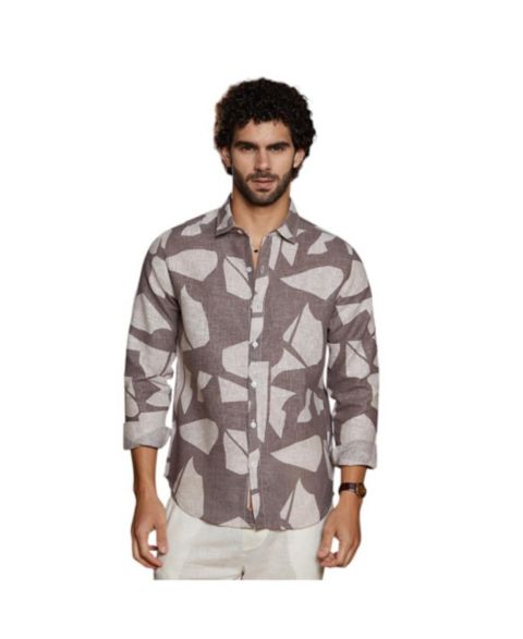 Мужская рубашка Cahoot Campus Sutra Ash Brown Abstract Heathered, цвет: Коричневый