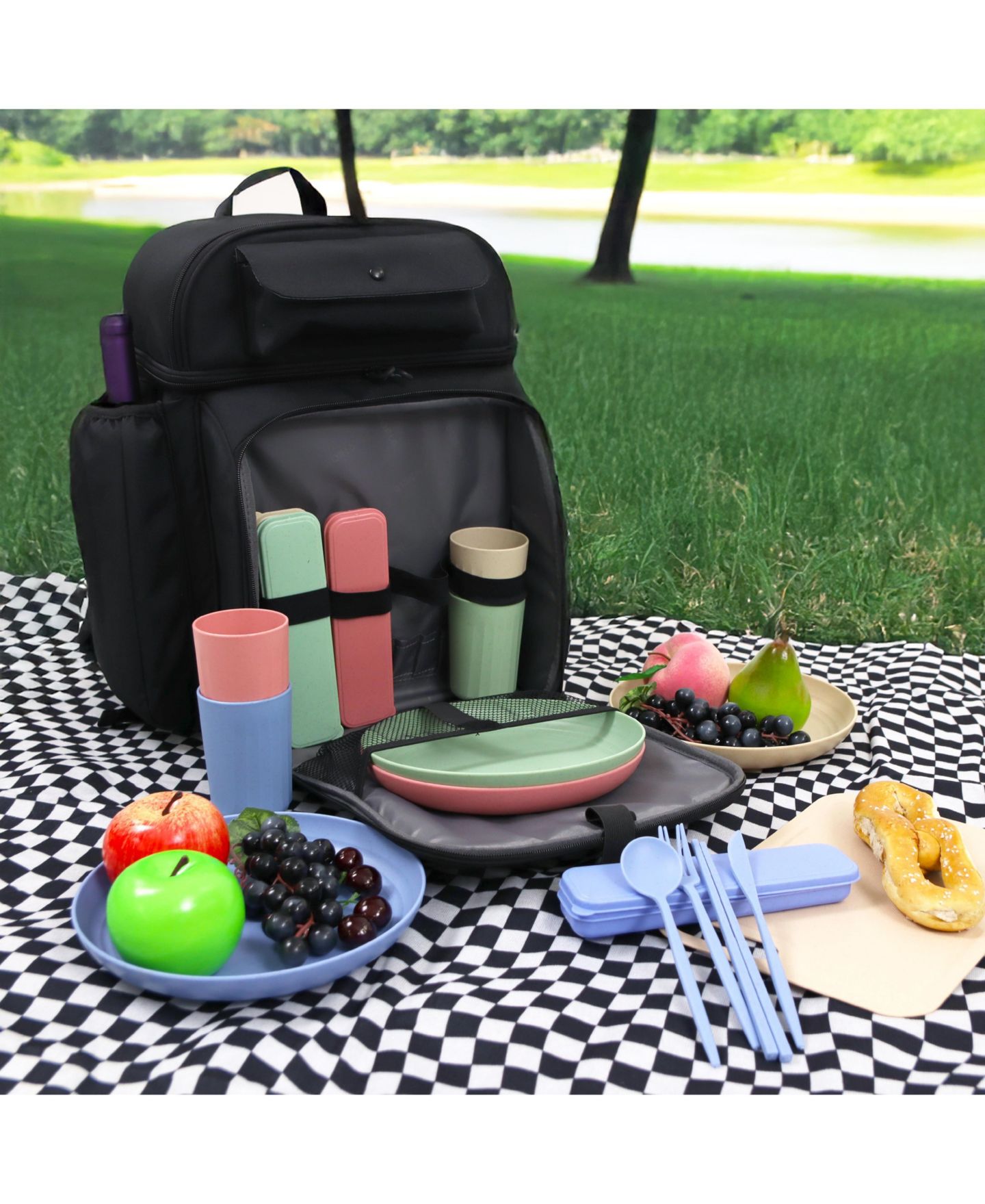 Рюкзак J World Picnic with Insulated Compartments & Picnic Mat, цвет: Чёрный — фото 7