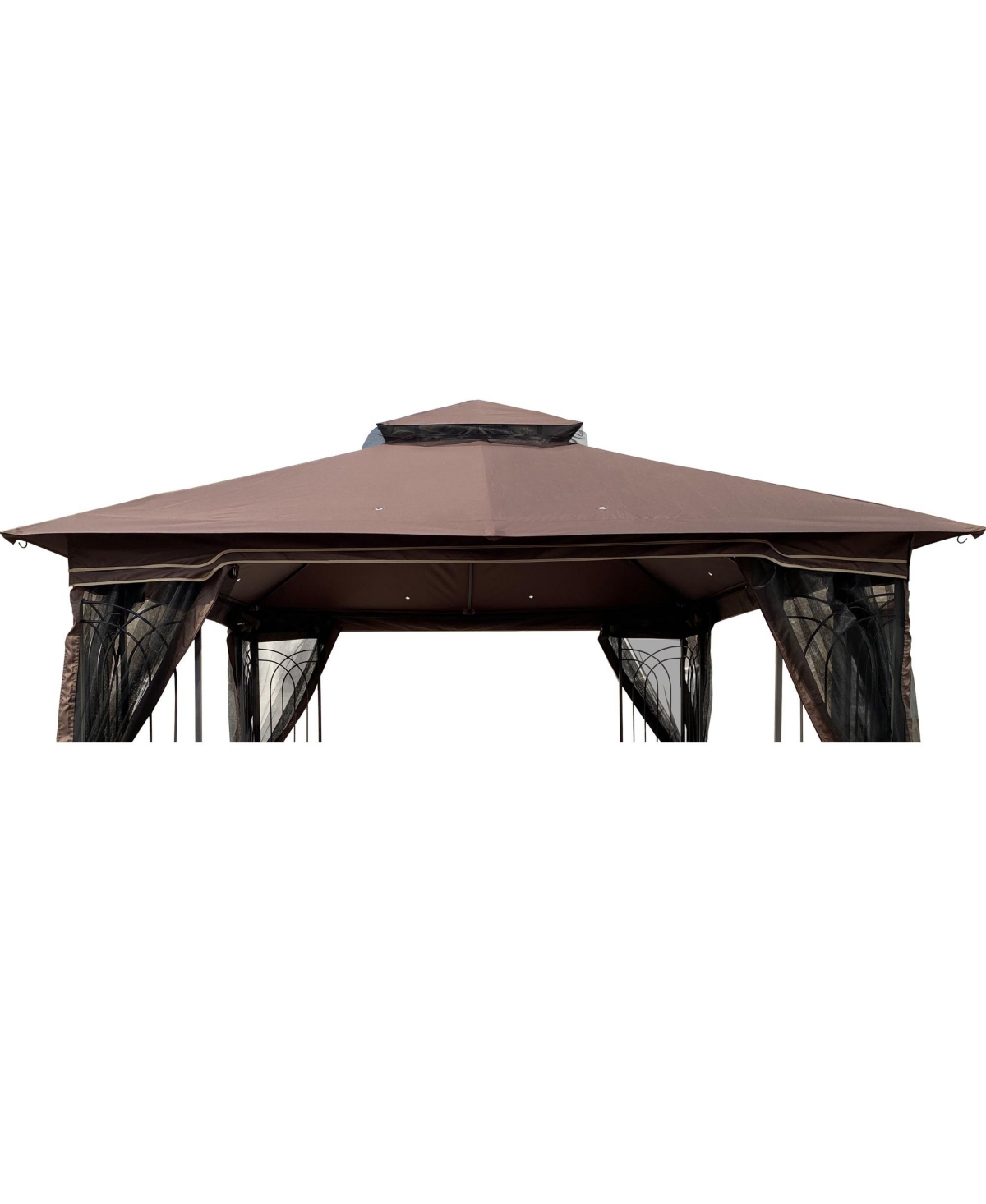 10x10 Ft Patio Double Roof Gazebo Replacement Canopy Top Fabric,Brown