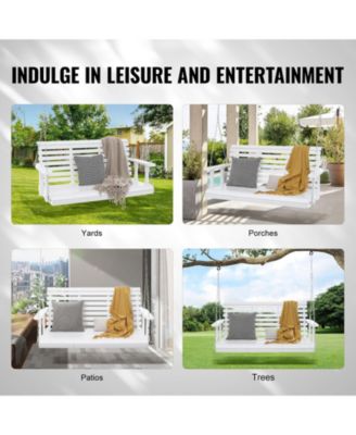 Wooden Patio Porch Swing Bench with Hanging Chains Strong Load Capacity for Garden