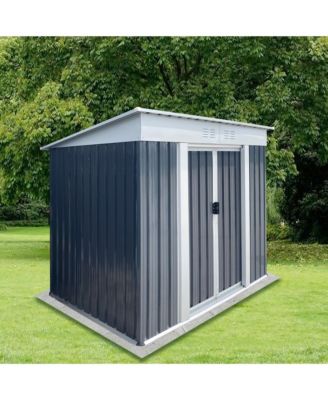 6FT Wx4FT H Metal Outdoor Storage Sheds with Sliding Doors