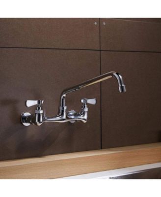 2-Handle Wall Mount 8&amp;#x22; Swivel Spout with 8&amp;#x22; Center Kitchen Faucet