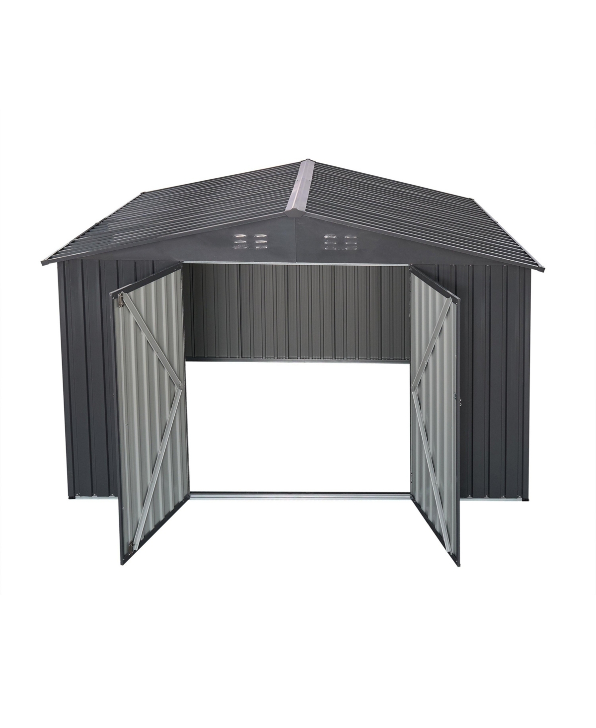 6FT x 8FT Metal Anti-Corrosion Outdoor Storage with Lockable Door & Shutter Vents - Grey