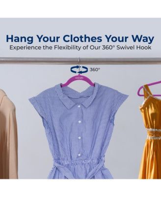 10 Pcs. Velvet Hangers - Non-Slip, Sturdy, and Heavy Duty Coat Set with 360&amp;deg; Swivel Hook for Clothes (Purple)