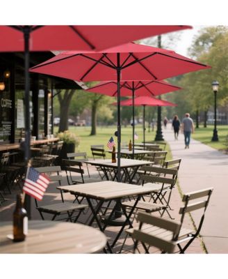 7.5 Ft Outdoor Patio Umbrella 6 Ribs with Scale Tilt Button Strap UV30+ Sunshade Garden Parasol for Yard Deck Market Pool Red