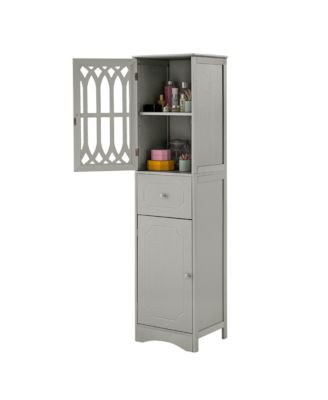 63.8"H Tall Bathroom Cabinet with Drawer, Doors, Adjustable Shelf, MDF & Acrylic