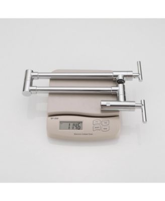 Wall Mount Double-Handle Dual Joint Swing Arm Pot Filler Faucet