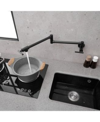 Greenspring Wall Mount Double-Handle Dual Joint Swing Arm Pot Filler Faucet