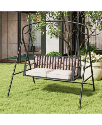 Swing Stand for Porch Heavy-Duty Metal Swing Frame w/ 2 Hanging Rings