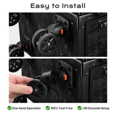 Rolling Nail Table & Makeup Case Kit Cosmetic Organizer Aluminum Black