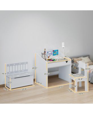Kids Desk with Chair Set and Toddler Toy Box Storage Bench for Bedroom