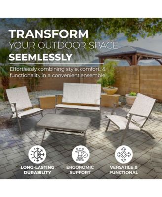 Novara 4 Piece Steel Folding Outdoor Conversation Set