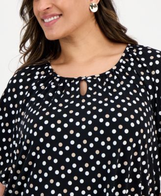Plus Size Printed Short Sleeve Blouse
