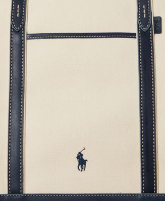 Women's Leather-Trim Canvas Large Shopper Tote