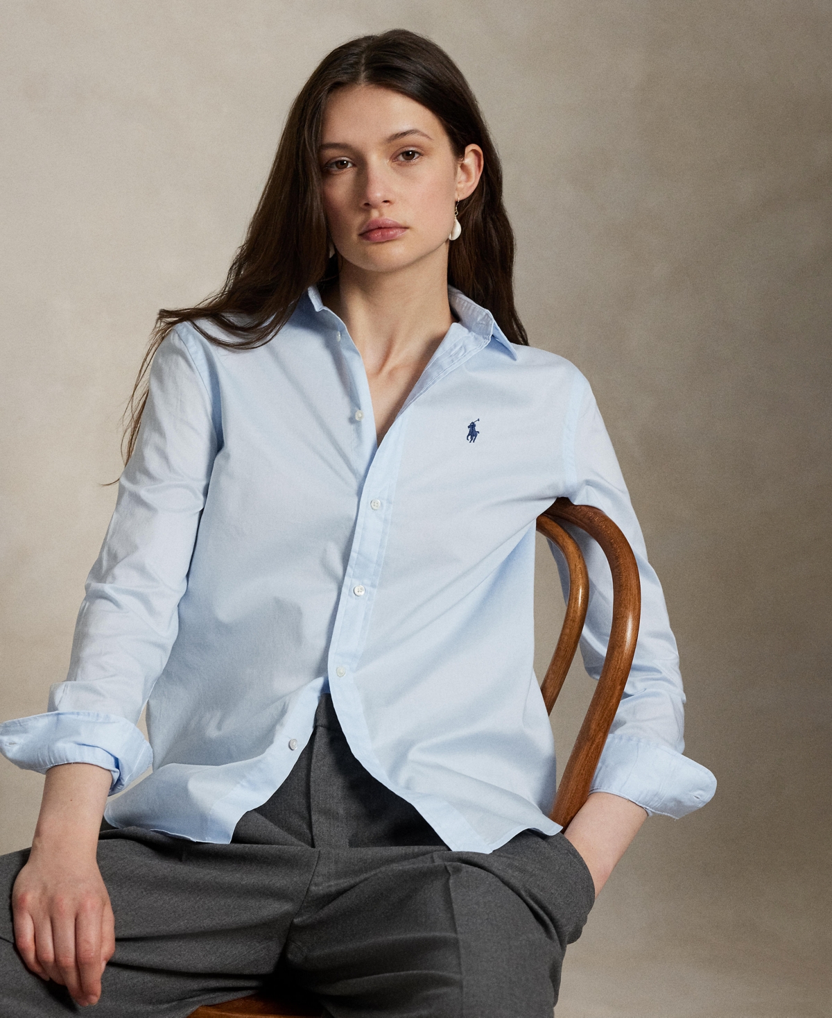 Polo Ralph Lauren Women's Classic-fit Cotton Twill Shirt In Blue