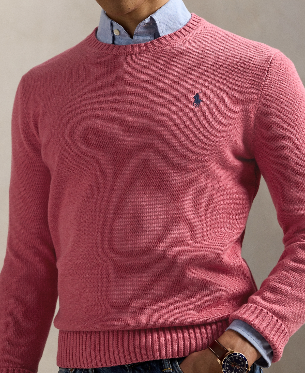 Polo Ralph Lauren Men's Cotton Crewneck Sweater In Pink