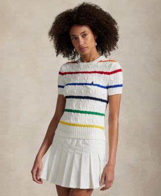 Polo Ralph Lauren - Women's US Open Striped Cable Cotton Sweater