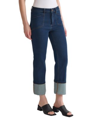 Petite Porkchop Pocket Wide Cuff Jeans