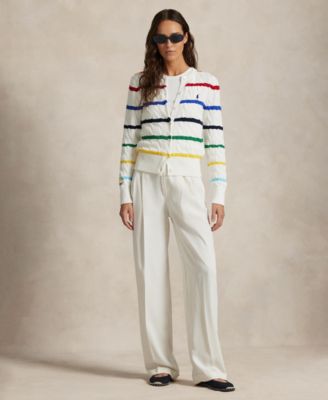 Women's US Open Striped Cable Cotton Cardigan