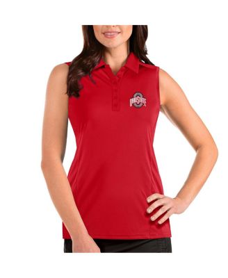 Antigua - Women's Scarlet Ohio State Buckeyes Tribute Sleeveless Polo Shirt