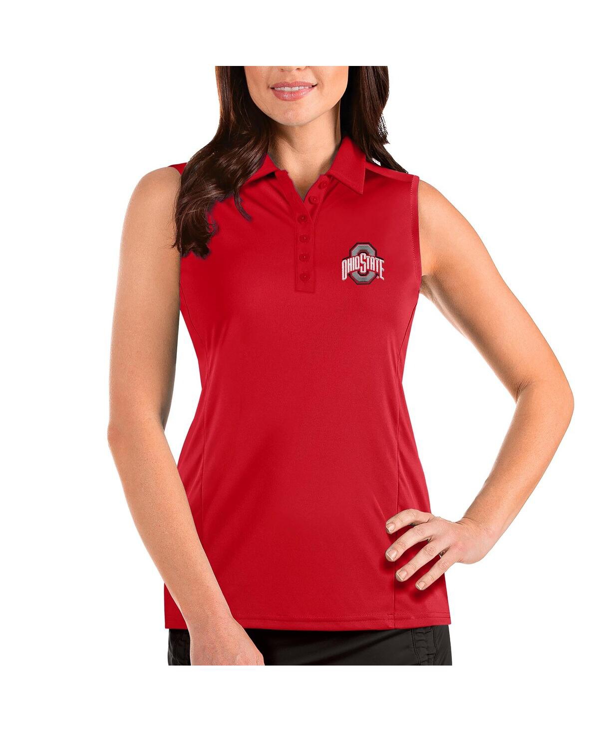 Women's Scarlet Ohio State Buckeyes Tribute Sleeveless Polo Shirt - Scarlet