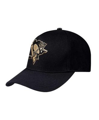 Men's Black Pittsburgh Penguins Metallic Logo Pinch Front Adjustable Hat