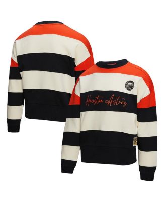 Mitchell & Ness - Women's Orange/Black Houston Astros Cooperstown Collection Blocked Fleece Pullover Sweatshirt