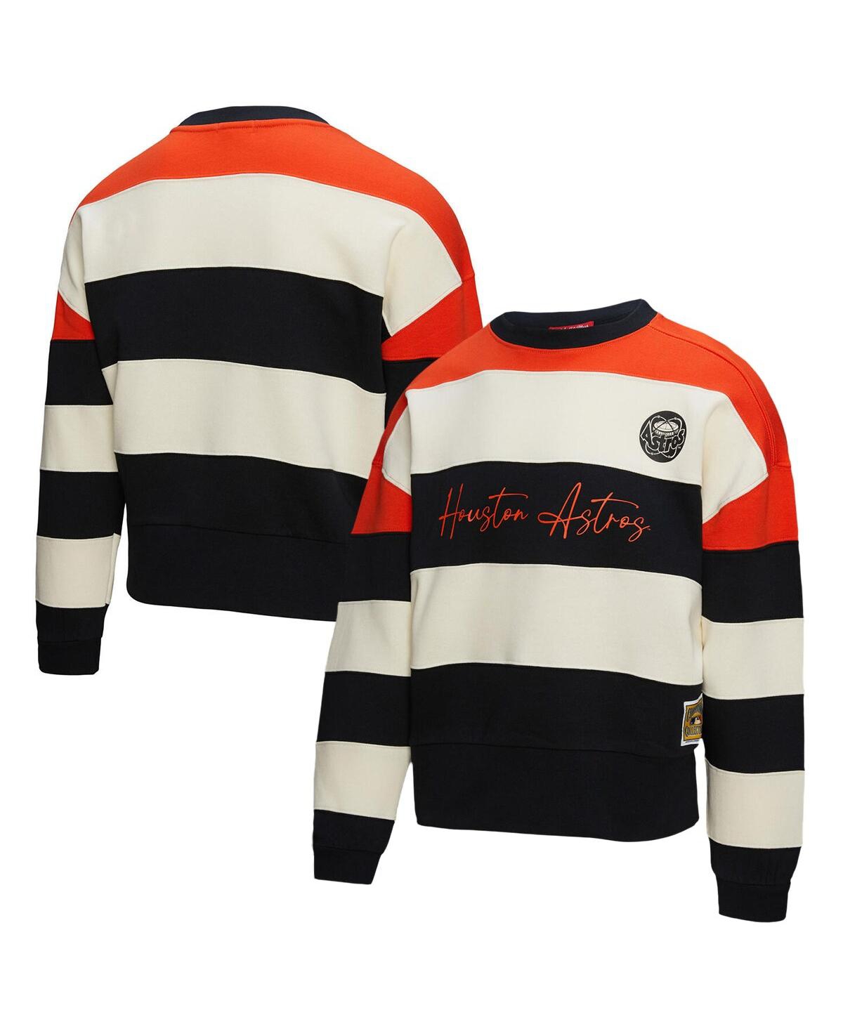 Women's Orange/Black Houston Astros Cooperstown Collection Blocked Fleece Pullover Sweatshirt - Orange, Black