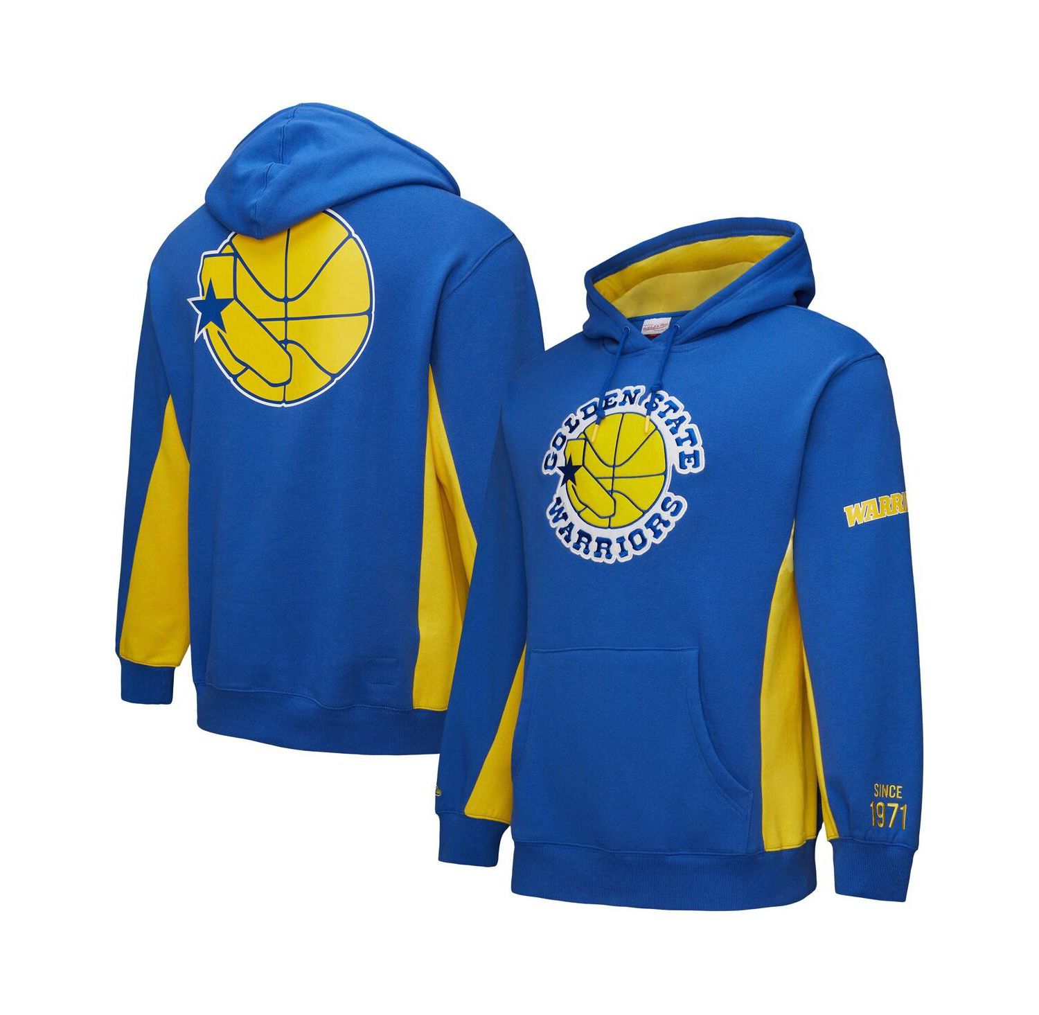 Men's Royal Golden State Warriors Hardwood Classics Team Origins Fleece Pullover Hoodie