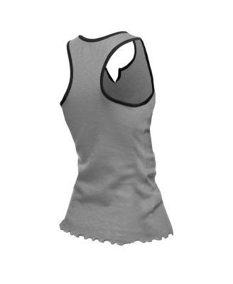 Women's&nbsp;Silver Las Vegas Raiders Lettuce Hem Notch Neck Tri-Blend Tank Top