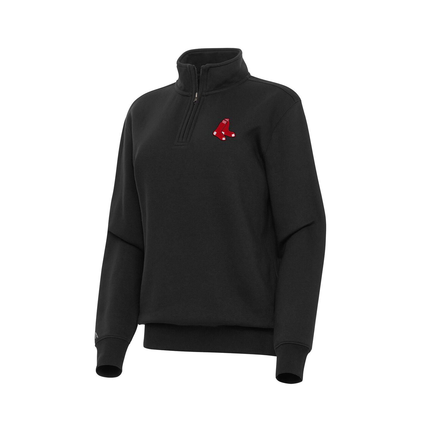 Женский свитшот Antigua Black Boston Red Sox Victory Quarter-Zip — фото 1