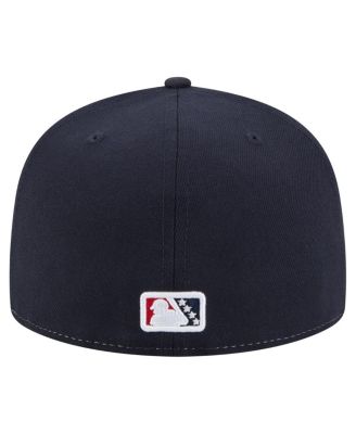 Men's White/Navy Indianapolis Indians Authentic Collection 59FIFTY Fitted Hat