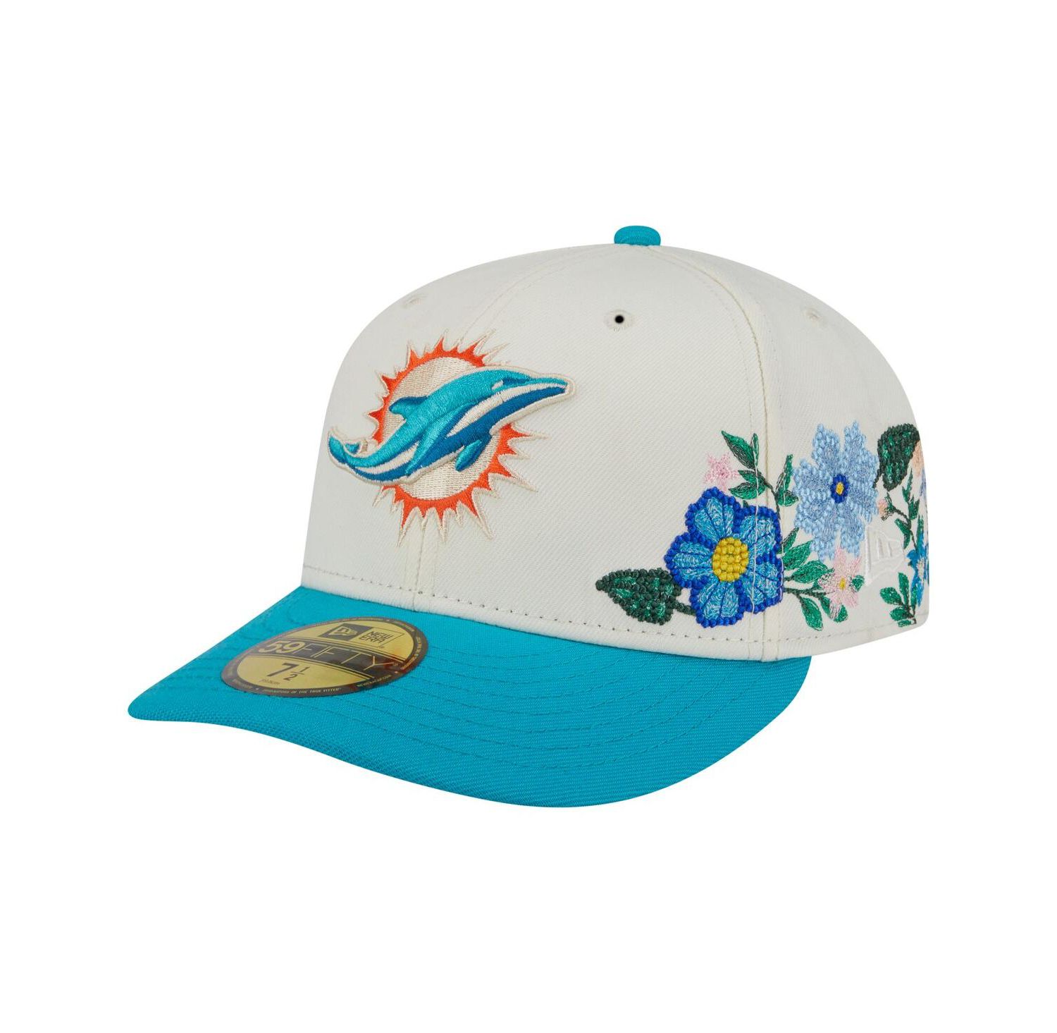 Men's Cream/Aqua Miami Dolphins Tonal Floral 59FIFTY Fitted Hat