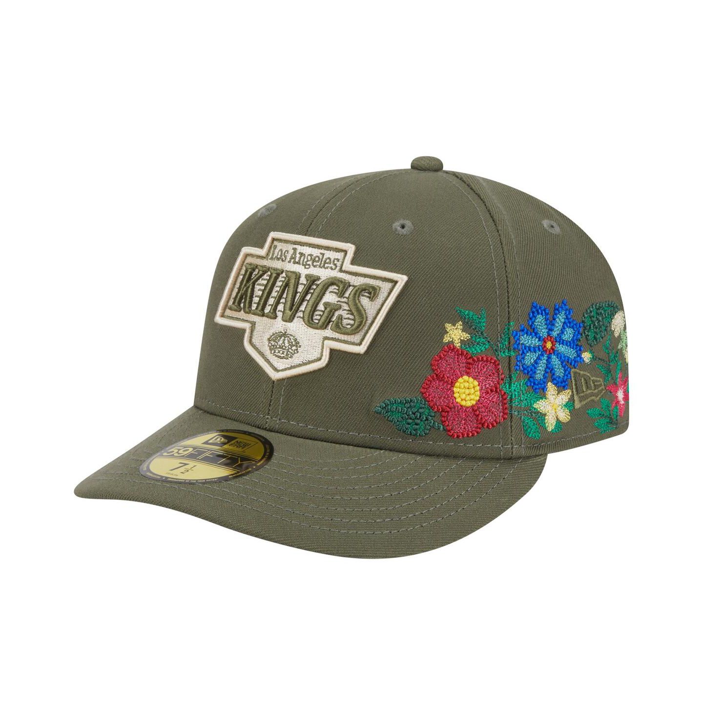 Мужская кепка New Era Olive Los Angeles Kings Tonal Florals 59FIFTY Fitted Hat — фото 1