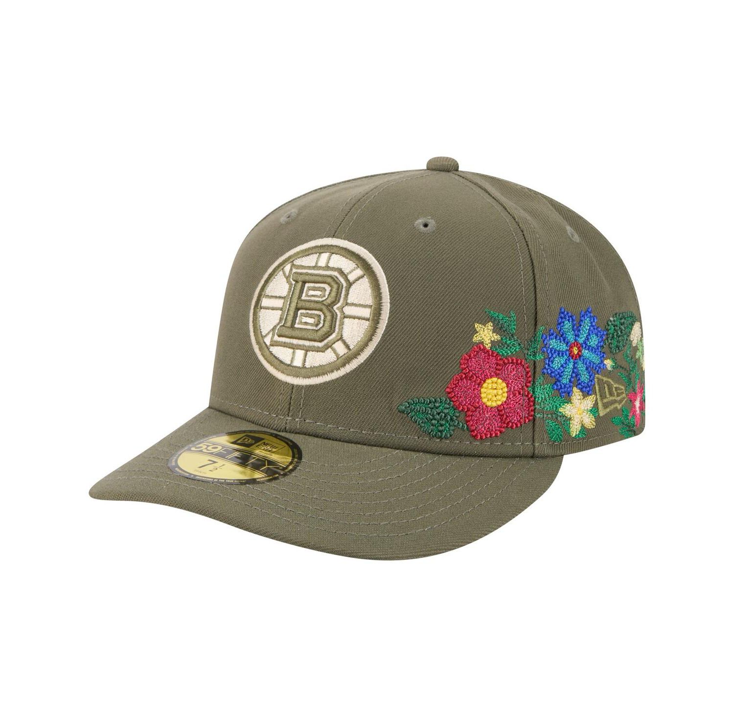 Men's Olive Boston Bruins Tonal Florals 59FIFTY Fitted Hat