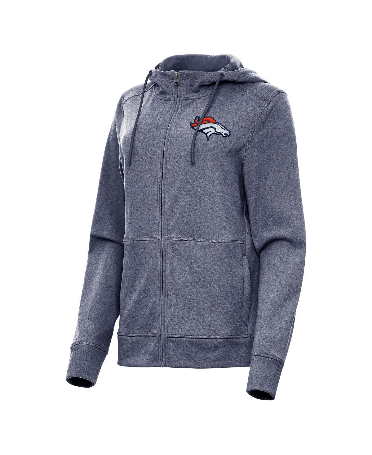 Women's Heather Navy Denver Broncos Seeker Full-Zip Hoodie Jacket - Heather Navy