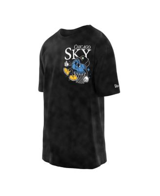 Men's Black Chicago Sky Old School Sport Enzyme Wash Oversized T-Shirt