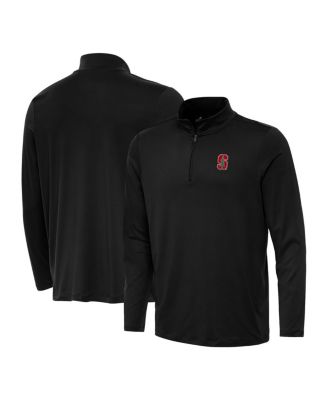 Antigua - Men's Black Stanford Cardinal Reprocess Quarter-Zip Sweatshirt