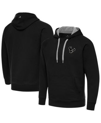 Antigua - Men's Black Houston Texans Brushed Carbon Victory Pullover Hoodie