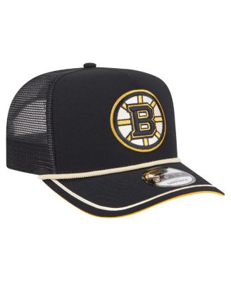 Men's Black Boston Bruins Vintage Team Rope A-Frame 9FIFTY Snapback Hat