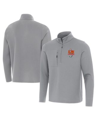 Antigua - Men's Gray Philadelphia Eagles Super Bowl LIX s Insider Quarter-Zip Sweatshirt