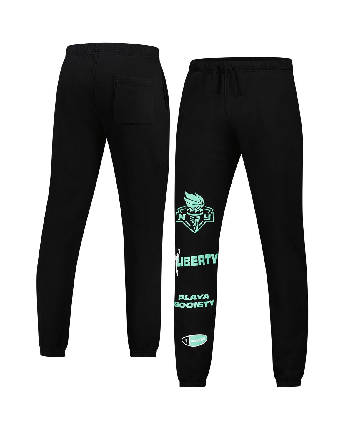 Men's and Women's Black New York Liberty Fleece Sweatpants - Black