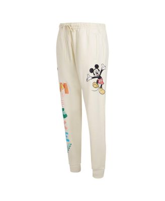 Women's Cream Mickey Mouse Hellow Mellow Fleece Jogger Pants