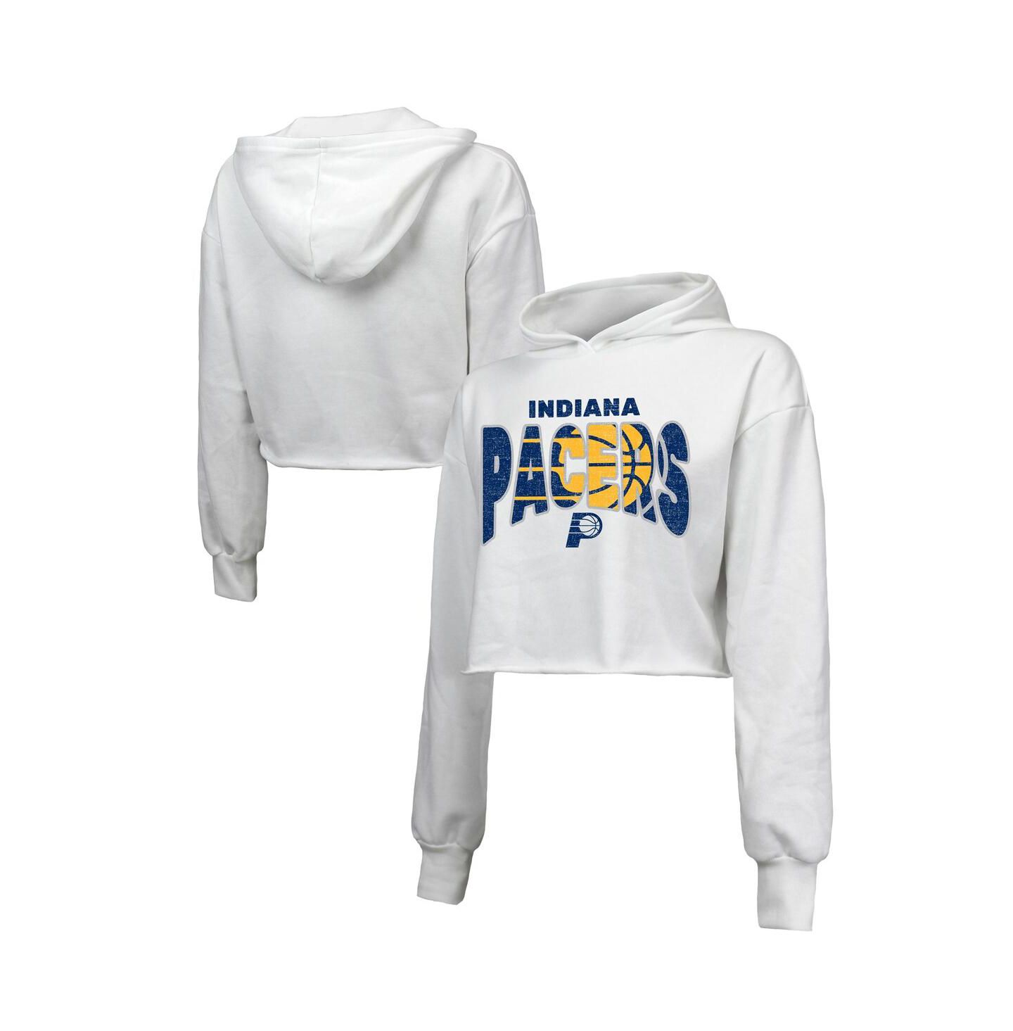 Женское худи Majestic White Indiana Pacers Tri-Blend Cropped Pullover — фото 1