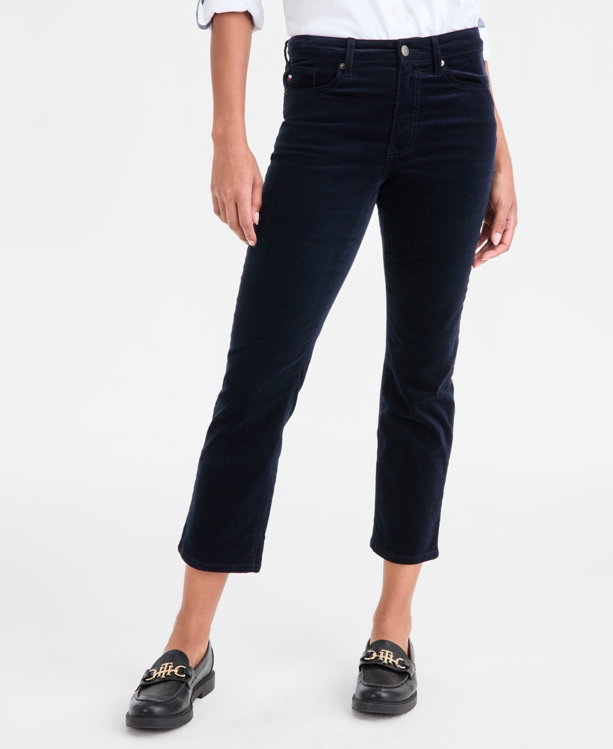 Tommy Hilfiger Women's Straight Corduroy Pants In Black